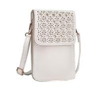 Hollow Out Large Screen Double Lattice Layer Single Shoulder Wallet Tan Tote (White, One Size)