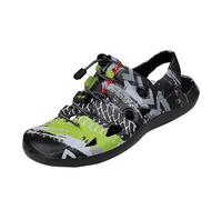 Hollow Out Leather Upper Sandals For Men Closed Toe Breathable Fisherman Sandals Adjustable Hook & Loop Strap Slip-On Sandal Casual Slip-Resistant Hiking Shoes Summer Slingback For Daily Wear