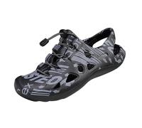 Hollow Out Leather Upper Sandals For Men Closed Toe Breathable Fisherman Sandals Adjustable Hook & Loop Strap Slip-On Sandal Casual Slip-Resistant Hiking Shoes Summer Slingback For Daily Wear