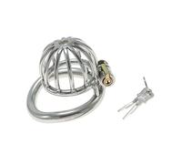 Hollow Out Metal Penis Cage,Stainless Steel Short Chastity Lock, Male Chastity Device,Locked Penis to Prevent Erection Bondage Breathable, for Men Sex Toys Adult Game(50mm)
