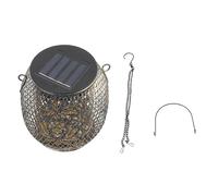 Hollow Out Solar Lantern, Outdoor Hanging Solar Light with Handle and Chain, Iron Metal Solar - Powered Lantern for Patio Garden Yard Porch Decor