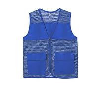 Hollow Out Zipper Placket Double Pockets V-neck Work Vest Volunteer Bright Color Loose Fit Unisex Waistcoat Valentine's Day/Mother's Day/Christmas/Birthday Gifts (Royal Blue, XL)