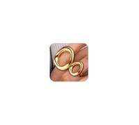 Hollow Oval Shaped Ring for Women Chunky Gold Statement Rings Stainless Steel Irregular Thick Geometric Ring, Metal, No Gemstone