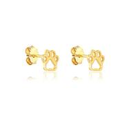 Hollow Paw Cute Dog Cat Print S925 Sterling Silver Stud Earrings for Women Teen Girls Sensitive Ear Hypoallergenic Minimalist Animal Piercing Post Gifts for Birthday Bff (Gold)