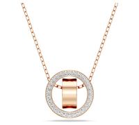 Hollow pendant, White, Rose gold-tone plated
