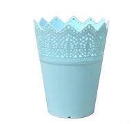 Hollow Plastic Flower Pot with Crown Lace Pierced Design, Decorative