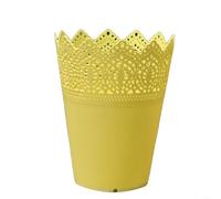 Hollow Plastic Flower Pot with Crown Lace Pierced Design, Decorative