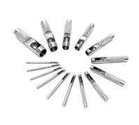 Hollow Punch Set with 15 Pieces Carbon Steel Ø2-22mm for Leather, Rubber, Soft Plastic, Etc