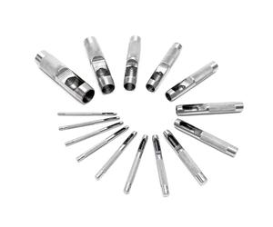 Hollow Punch Set with 15 Pieces Carbon Steel Ø2-22mm for Leather, Rubber, Soft Plastic, Etc