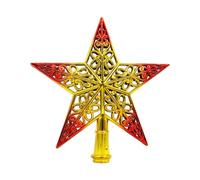 Hollow PVC Star Tree Top Decoration for Holiday, Golden red 20CM