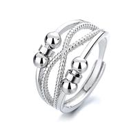 Hollow Rings for Women Men Open Worry Kunckle Stackable Stress Relieving Anti Opening Retro Adjustable Band Relief