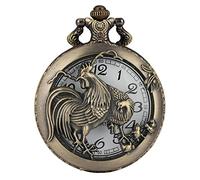 Hollow Rooster Quartz Pocket Watch The Chinese Zodiac Vintage Bronze Pocket Watches Bronze Chain Pendant Clock