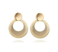 Hollow Round Disc Dangle Earrings for Women Boho Minimalist Metal Geometric Large Statement Dangling Drop Earring Lightweight Trendy Holiday Cocktail Party Fashion Jewelry, S, Metal, No Gemstone