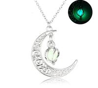 Hollow Spiral Moon Glow Pendant Cyclone Night Light Pearl Necklace