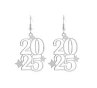 Hollow Star And 2025 Number Drop Earrings For Women Festival Ear Pendants Lightweight New Year Earwear Accessories Fashion Accessories