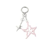 Hollow Star Heart Keychain for Women Handbag Charms Fashion Heart Keychain Accessories Valentines Day Gift Car Rings Cute Star Bows