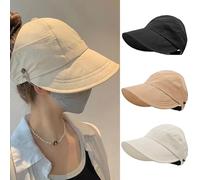 Hollow Top Sun Hat UPF 50+ Wide Brim Visor Caps 1/2 Pack Foldable Packable Ponytail Baseball Visor Hats Women Multi