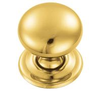Hollow Victorian Metal Cabinet knob Decorative Period Style Drawer and Cupboard Handle for Classic Heritage Furniture interiors (Polished Brass, 38mm Dia. Knob, 36mm Dia. Rose, 42mm Projection)