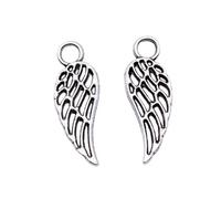 Hollow Wings Charms For Beginner Jewelry Makers, 18x7mm, Antique Silver Color, 40 Pieces