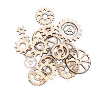Hollow Wood Gear Shape Cutouts 20PCS Wood Gear Pieces Embellishments Unfinished Wood Gear Chips Wooden Gear Cutouts DIY Craft Wood Slices Patches Embellishment Mixed DIY Wooden Crafts