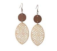 Hollow Wooden Leaf Dangle Earring Wood Natural Wood Palm Leaves Drop Dangle Earring for Women, Wood, No Gemstone