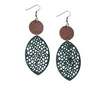 Hollow Wooden Leaf Dangle Earring Wood Natural Wood Palm Leaves Drop Dangle Earring for Women, Wood, No Gemstone