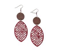 Hollow Wooden Leaf Dangle Earring Wood Natural Wood Palm Leaves Drop Dangle Earring for Women, Wood, No Gemstone