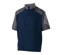 Holloway Men's Raider Pullover S/S 18u Shirt, Carbon PRT/Navy, XXL