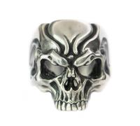 Hollowed Angry Skull 925 Sterling Silver Ring Biker Punk Jewellery TA136A UK Size N½~Z4 (UK Z+3 (72.3mm))