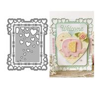 Hollowed Heart Background Panel Die Cuts for Card Making, Arrow Border Metal Cutting Dies for Paper Scrapbooking, DIY Stencils for Album Party Wedding Festivals Decoration