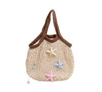 Hollowed-Out Casual Weave Tote Bags Large Capacity Trendy Summer Beach Bags Starfish Braid Shoulder Bag Women Shopping Outdoor Travel Handbags (Brown)