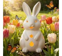 Hollowed Out Rabbit Candlestick, Easter Bunny Candle Holder, White Vintage Rustic Table Ornament Centerpiece, Decorative Figurine Statue for Home Fireplace (S)