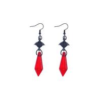 Holloween Gothic Dark Bat Dangle Earrings for Women Goth Punk Red Crystal Arrow Long Vampire Tassel Earrings Cardiac Costume Earrings Cosplay Jewelry, L, Metal, No Gemstone