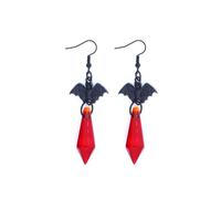 Holloween Gothic Dark Bat Dangle Earrings for Women Goth Punk Red Crystal Arrow Long Vampire Tassel Earrings Cardiac Costume Earrings Cosplay Jewelry, L, Metal, No Gemstone