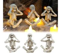 Holloween Halloween Skeleton with Yoga Movements, Yoga Guys Holiday Decorations, Cute Halloween Decorations Indoor, Realistic Resin Crafts Retro Ornament for Living Room (White, 10x7. 8cm)