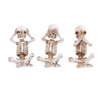 Holloween No, Hear No, Speak Evil Skellywag Skeleton Figurines, Polyresin, Natural Bone Colour, One Size Ornament (White, 5x3. 5x8cm)