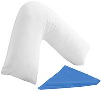 Hollowfibre V Shaped Pillow - Nursing, Pregnancy, Back & Neck Support - Maternity Full Body V Pillow With Pillow Case Cover - Orthopaedic 100% Polyester Medical Cushion - 54 x 77cm (MidBlue)