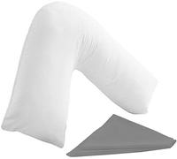Hollowfibre V Shaped Pillow - Nursing, Pregnancy, Back & Neck Support - Maternity Full Body V Pillow With Pillow Case Cover - Orthopaedic 100% Polyester Medical Cushion - 54 x 77cm (Grey)