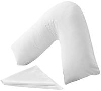 Hollowfibre V Shaped Pillow - Nursing, Pregnancy, Back & Neck Support - Maternity Full Body V Pillow With Pillow Case Cover - Orthopaedic 100% Polyester Medical Cushion - 54 x 77cm (White)