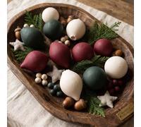 Hollowfly 12 Pcs Neutral Matte Christmas Ball Ornaments 3.2" 2.8" 2.4" Rustic Textured Classic Red Green Beige Xmas Ornaments Modern Shatterproof Christmas Tree Decor for Holiday Farmhouse Home