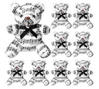 Hollowfly 16 Pcs Music Theme Plush Bear Stuffed Animals 4 Inch Music Notes Bear with Beaded Chain Musical Plush Toy Gift Musical Party Decorations for Birthday Wedding Party Supplies