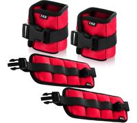 Hollowfly 2 Pairs Ankle Wrist Weights for Dry Land or Aquatic Exercise Aqua Cuffs Aqua Aerobics Fitness Bands for Ankle and Wrist Adjustable Weights for Swimming Pool Workout Equipment (Red,2.5lb)