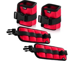 Hollowfly 2 Pairs Ankle Wrist Weights for Dry Land or Aquatic Exercise Aqua Cuffs Aqua Aerobics Fitness Bands for Ankle and Wrist Adjustable Weights for Swimming Pool Workout Equipment (Red,2.5lb)