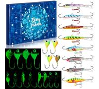 Hollowfly 24 Ice Fishing Advent Calendar 2024 Christmas Countdown 24 Days Ice Fishing Lures Countdown Calendar Set for Ice Fisher Adult Men Father Ice Fishing Blind Box Surprise Gift (Bright Style)
