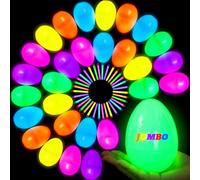 Hollowfly 24 Pcs 4.8 Inch Fillable Jumbo Easter Glow Eggs & 24 Pcs 4 Inch Glow Sticks Bulk with Lanyards 48Pcs Total Glow-in-the-dark Easter Basket Stuffers Fillers Gift Birthday Party Favors
