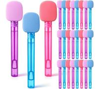 Hollowfly 24 Pcs Microphone Party Favors Pink Blue and Purple Bubble Wands Bulk for Birthday Party Supplies Piñata Goodie Bag Stuffers Carnival Prizes Summer Gifts (Microphone)