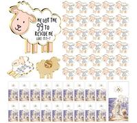 Hollowfly 30 Sets Easter Christian Gift Sets Jesus Lamb Pins Bulk with Bible Verse Card Religious Sheep Brooch Gifts for Baptism Basket Stuffers First Communion Easter Christening Passover Supplies