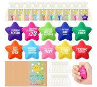 Hollowfly 60 Pack Testing Motivation Gifts for Students Bulk Encouragement Cards Star Stress Relief Ball with Motivational Quote and Organza Gift Bag for Standardized Test Day Exam Goodie Bag Filler