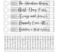 Hollowfly 60 Pcs Wedding Mini Bubble Wands Bulk Heart Wedding Bubble Wand for Guests Send Off Bridal Shower Party Supplies for Adult Valentine Anniversary Celebration (White Tube,Black Print)