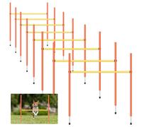 Hollowfly 8 Set Dog Agility Jump Adjustable Dog Agility Hurdle Training Equipment Portable Jumper Hurdle Park Indoor Outdoor Exercise Tool 3.44ft High/ 2.95ft Wide(Orange and Yellow)